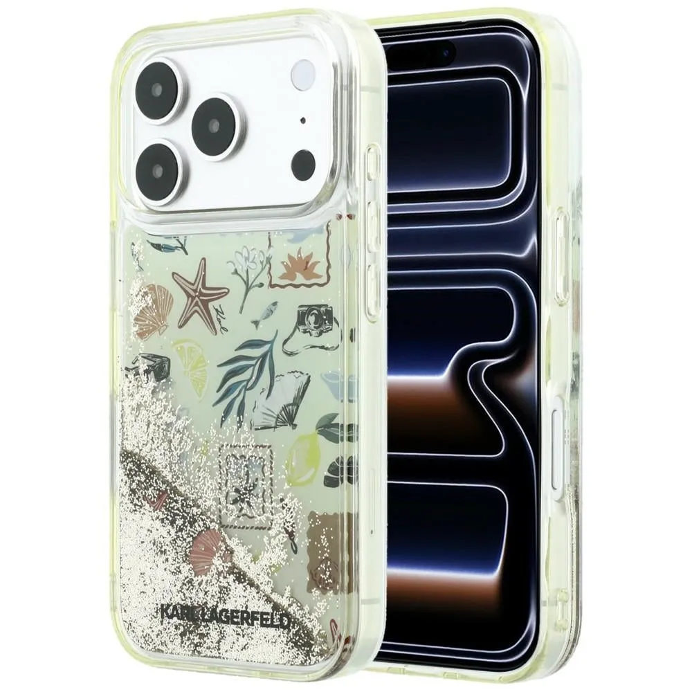 Custodia per Apple iPhone 18 Pro Max / 17 Pro Max, Karl Lagerfeld, Liquid Glitter Beach and Sand, Beige - immagine 1