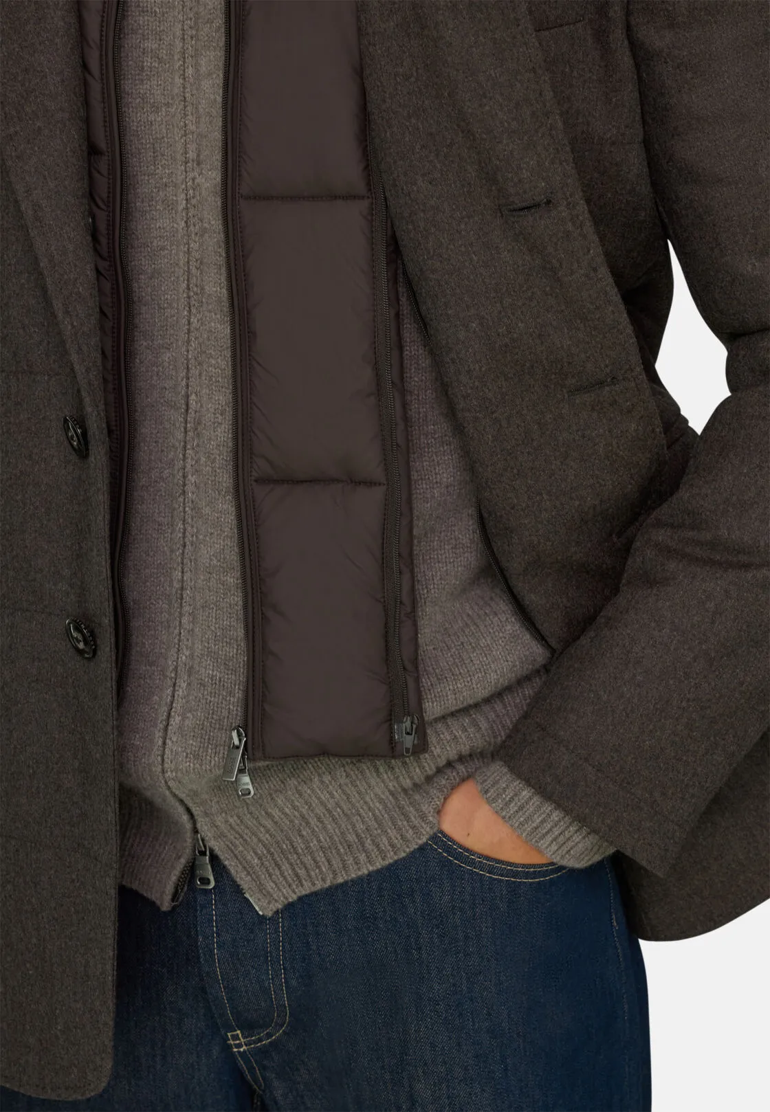 Boggi, Giubbotto Melange In Lana, Uomo, Marrone, Taglia: M - immagine 5