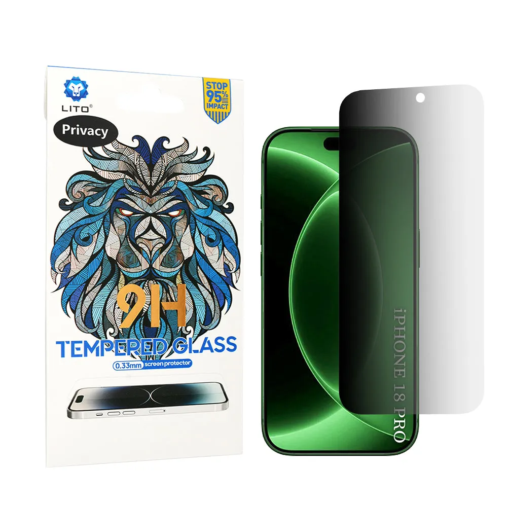Pellicola protettiva per schermo Privacy Lito Classic per Apple iPhone 18 Pro, Vetro temperato, Full Glue, 2.5D - immagine 1