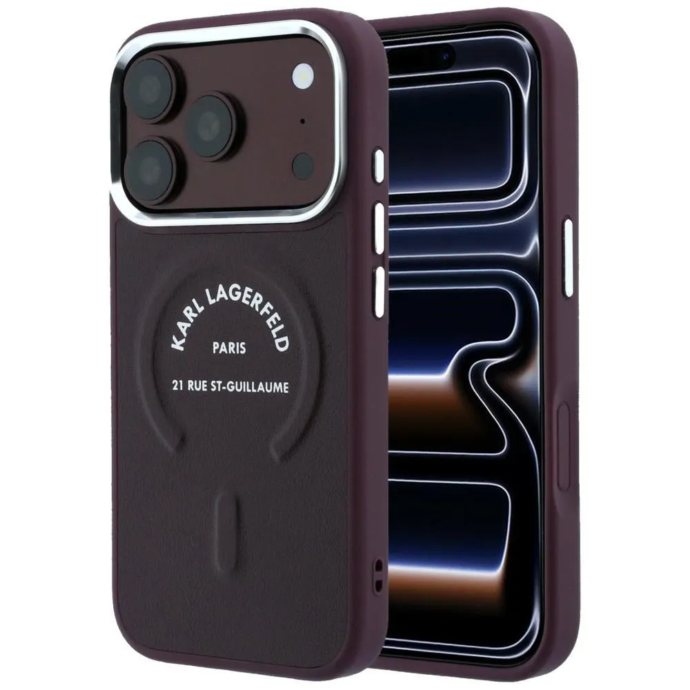 Custodia MagSafe per Apple iPhone 18 Pro Max / 17 Pro Max, Karl Lagerfeld, Anello Karl RSG Logo, Vinaccia - immagine 1