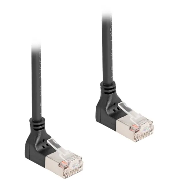 Cavo patch RJ-45 Cat.6a S/FTP, Slim 90° angolato - immagine 1