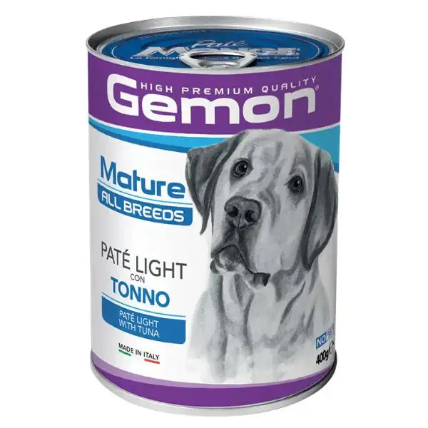Monge Gemon Dog Mature All Breeds Patè Light 400 gr Tonno - confezione da 24 pezzi - Cibo umido per cani - immagine 1