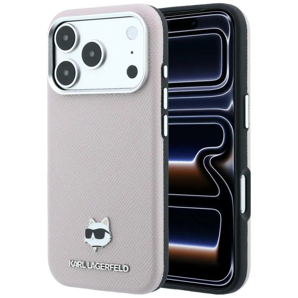 Custodia MagSafe per Apple iPhone 18 Pro Max / 17 Pro Max, Karl Lagerfeld, Grained Choupette Head, Rosa - immagine 1