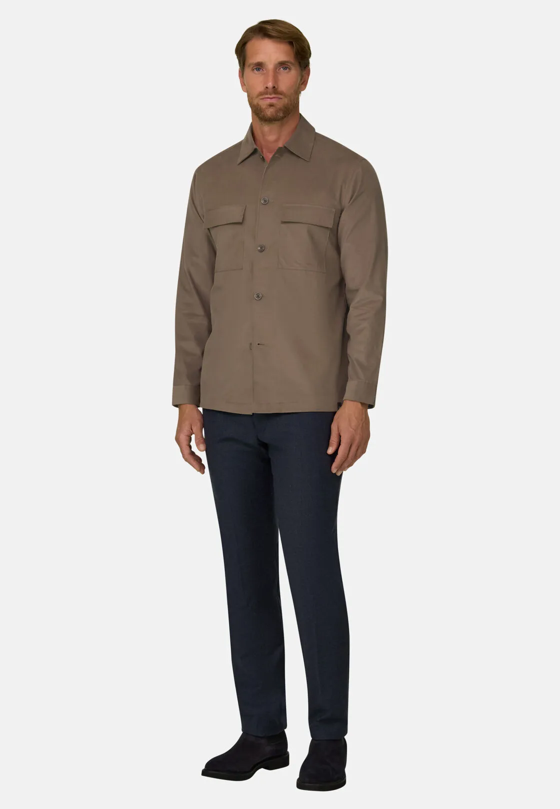 Boggi, Camicia Over In Velluto A Coste Foderata In Flanella, Uomo, Taupe, Taglia: M - immagine 2