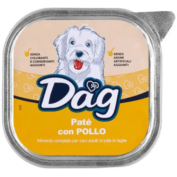 Dag Dog All Breeds Patè 300 gr Pollo - confezione da 6 pezzi - Cibo umido per cani - immagine 1