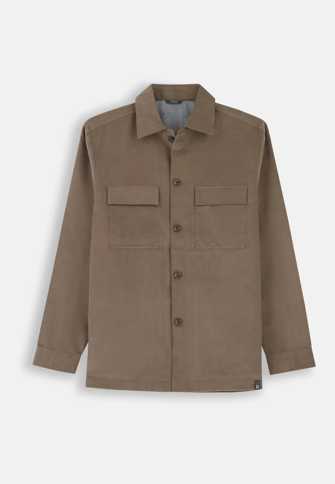 Boggi, Camicia Over In Velluto A Coste Foderata In Flanella, Uomo, Taupe, Taglia: XL - immagine 6