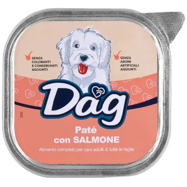 Dag Dog All Breeds Patè 300 gr Salmone - confezione da 6 pezzi - Cibo umido per cani - immagine 1