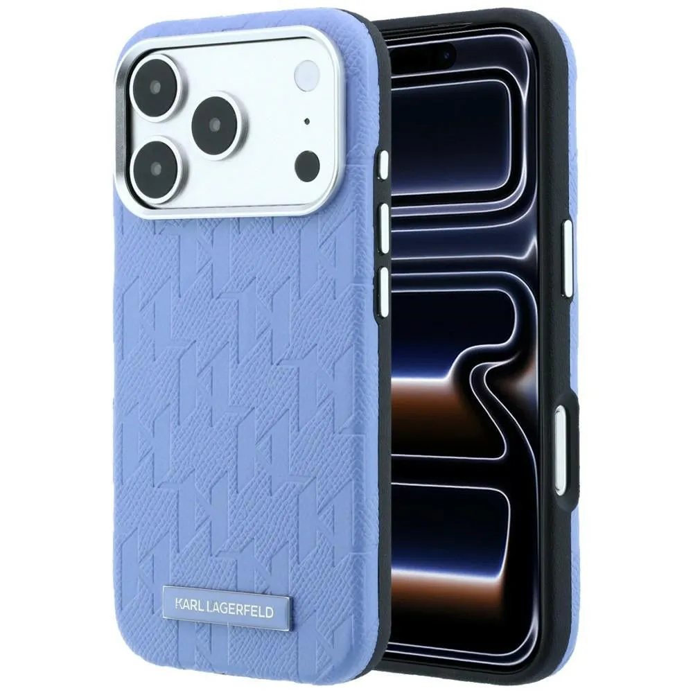 Custodia MagSafe per Apple iPhone 18 Pro / 17 Pro, Karl Lagerfeld, Logo in resina monocromatica granulata, Blu - immagine 1