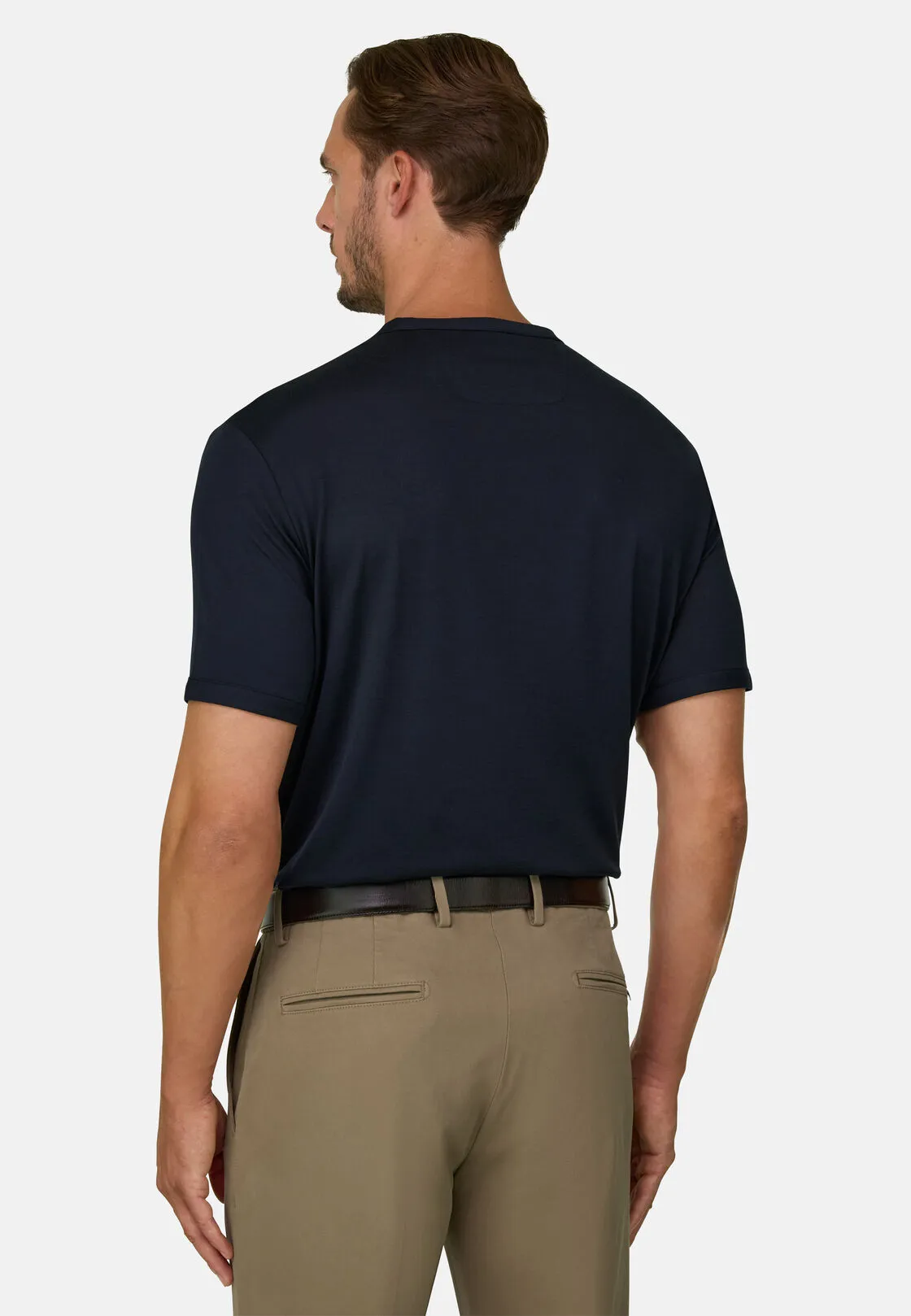 Boggi, T-shirt In Jersey Di Lana Wooltech, Uomo, Navy, Taglia: L - immagine 4