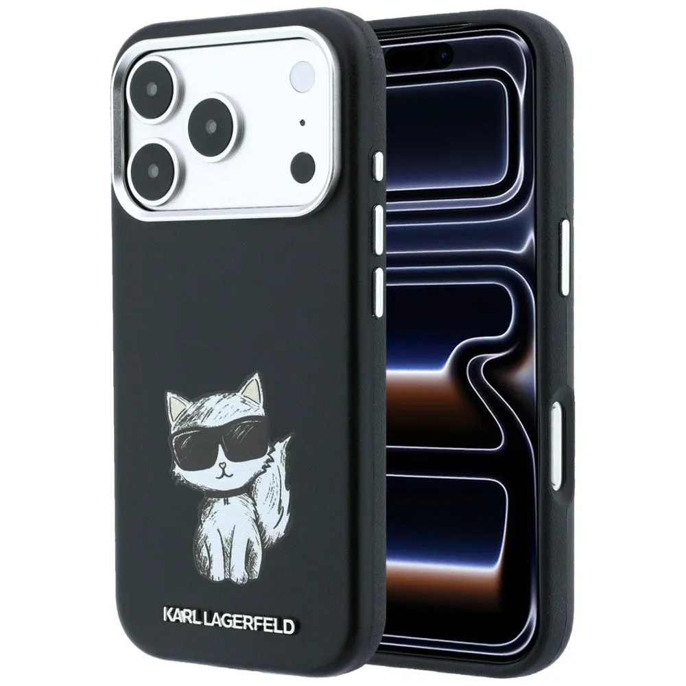 Custodia MagSafe per Apple iPhone 18 Pro / 17 Pro, Karl Lagerfeld, Choupette Sketch, Nera - immagine 1