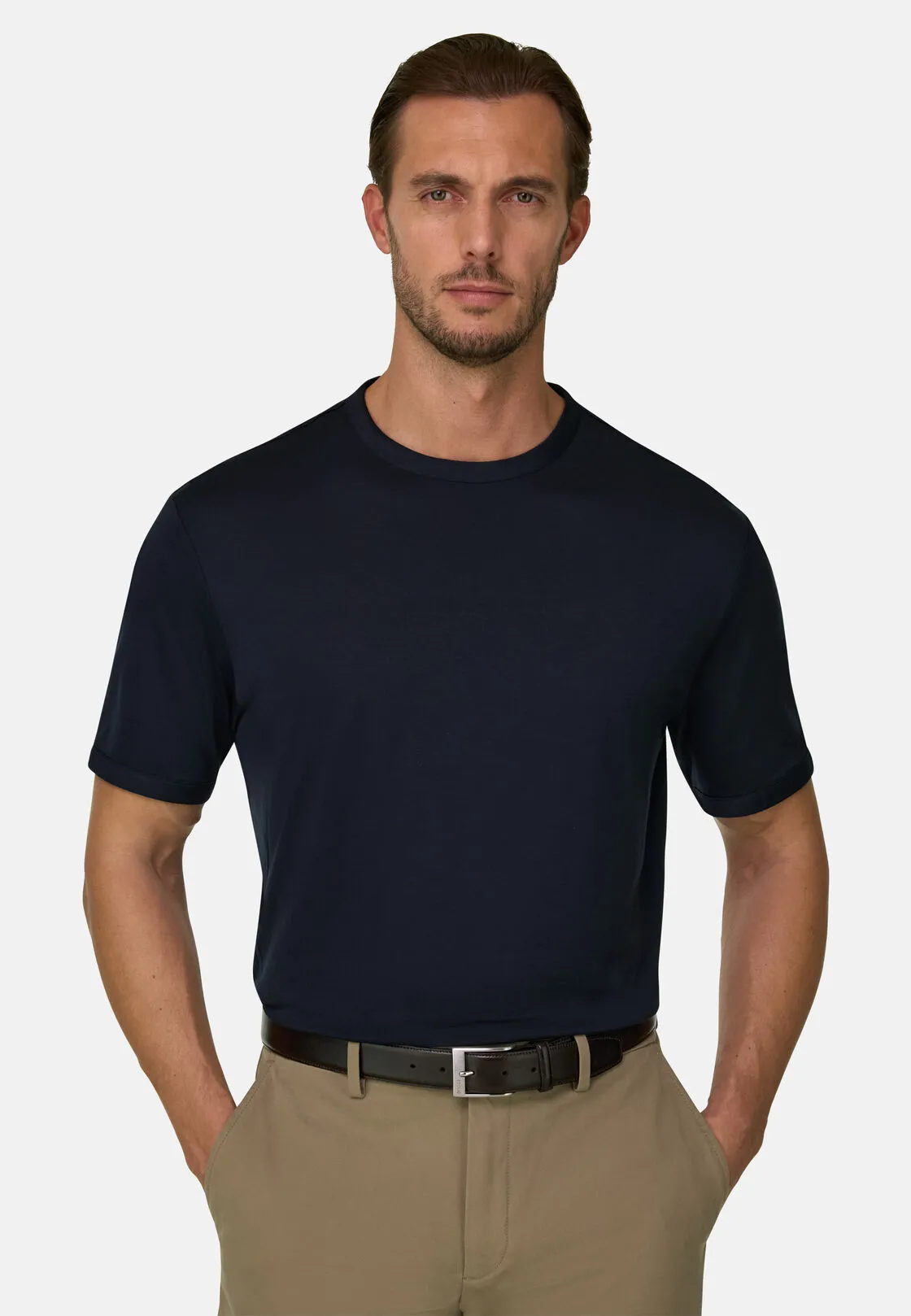 Boggi, T-shirt In Jersey Di Lana Wooltech, Uomo, Navy, Taglia: XXL - immagine 1