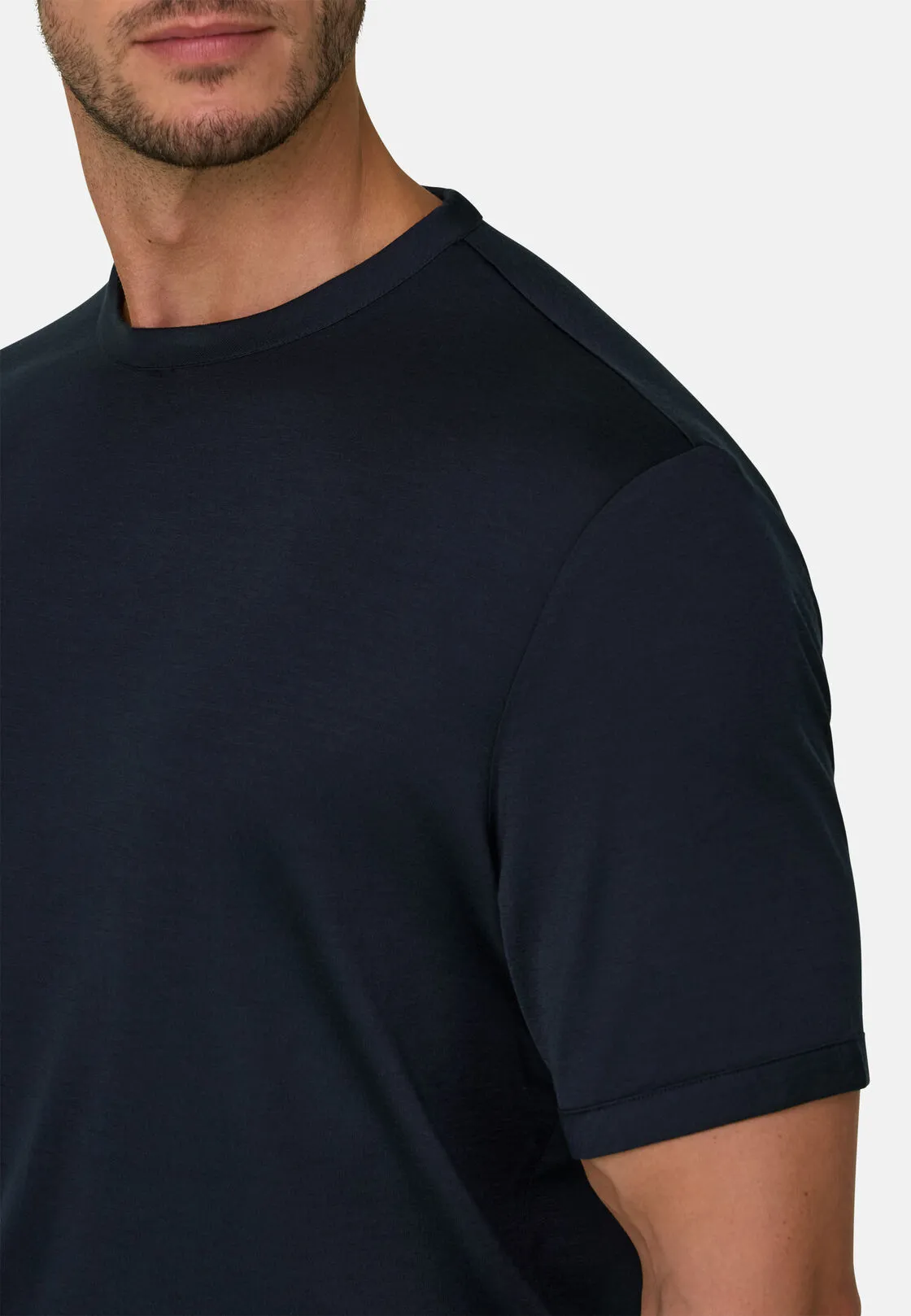 Boggi, T-shirt In Jersey Di Lana Wooltech, Uomo, Navy, Taglia: XXL - immagine 3