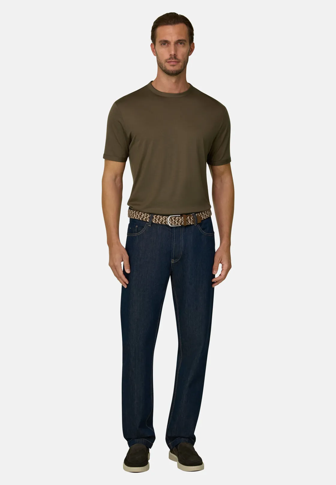 Boggi, T-shirt In Jersey Di Lana Wooltech, Uomo, Taupe, Taglia: L - immagine 2