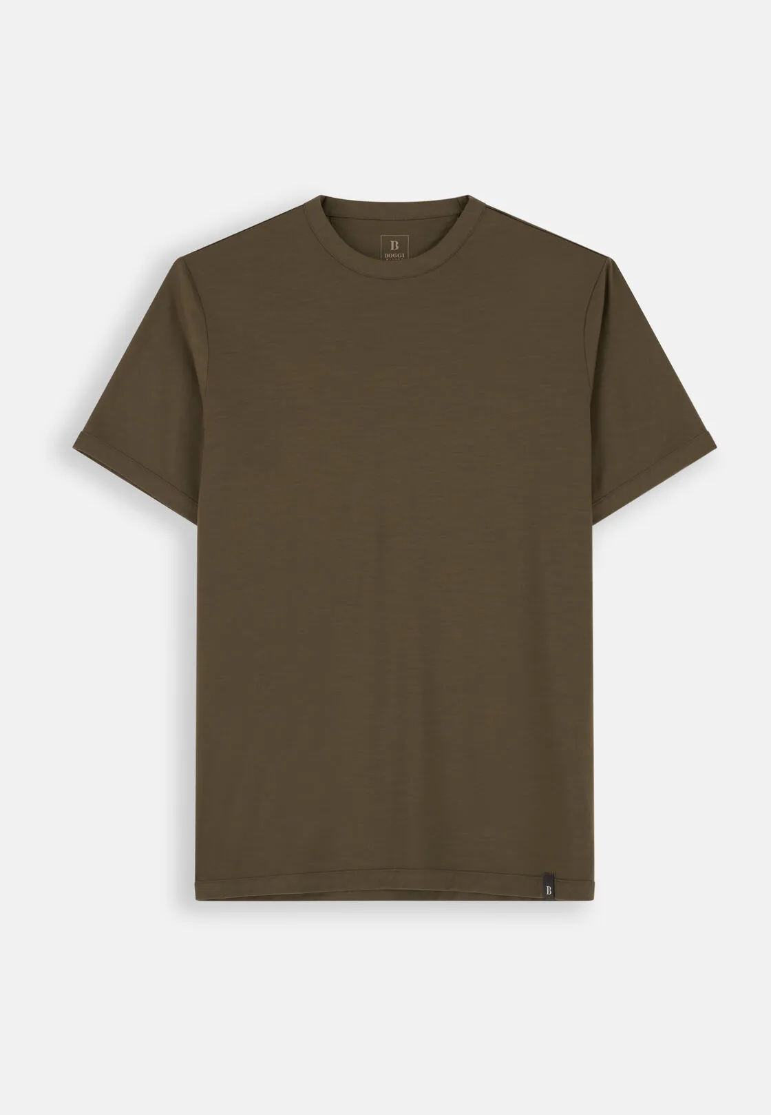 Boggi, T-shirt In Jersey Di Lana Wooltech, Uomo, Taupe, Taglia: L - immagine 5