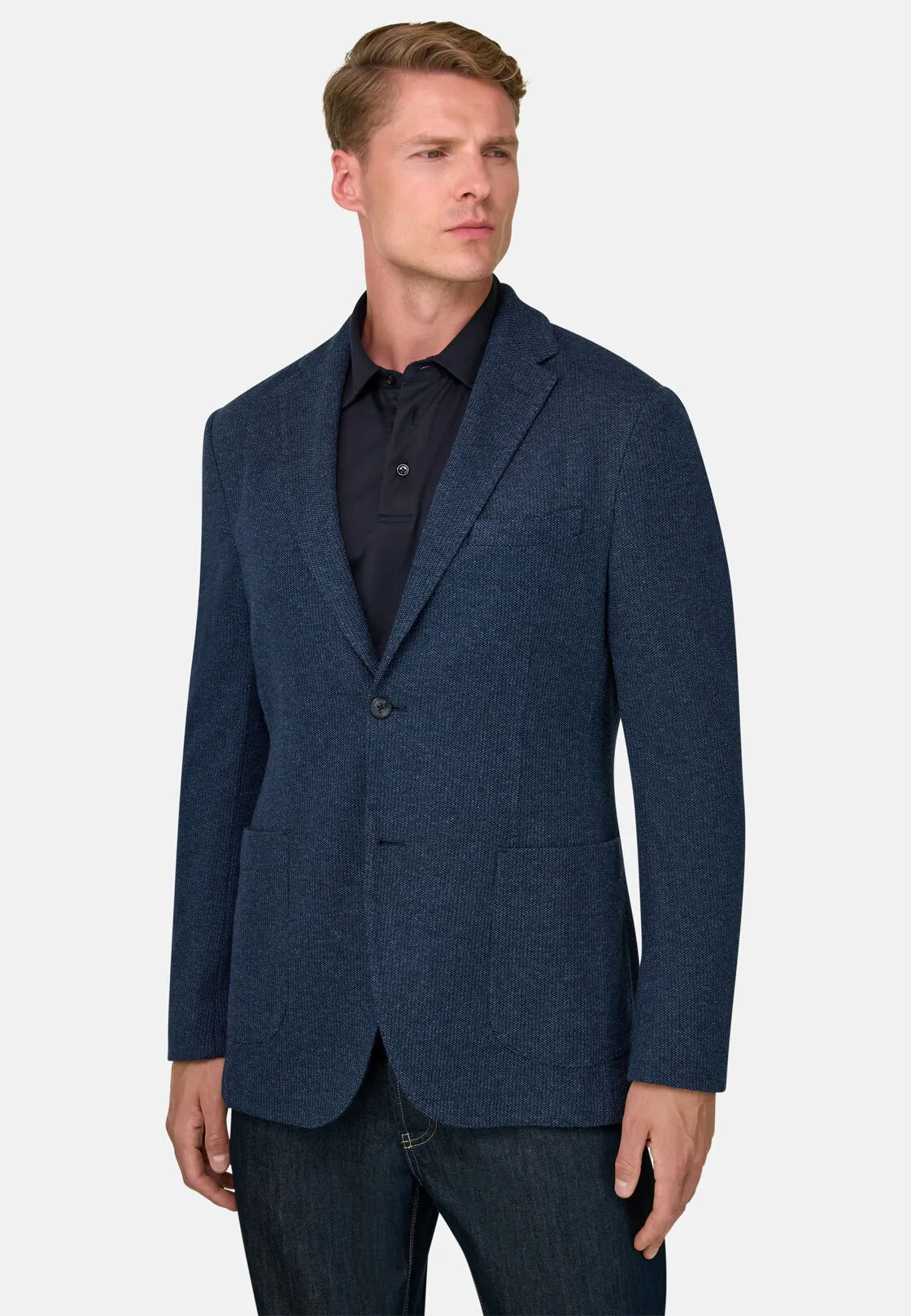 Boggi, Giacca Strutturato In Misto Cotone B Jersey, Uomo, Indaco, Taglia: 54 - immagine 1
