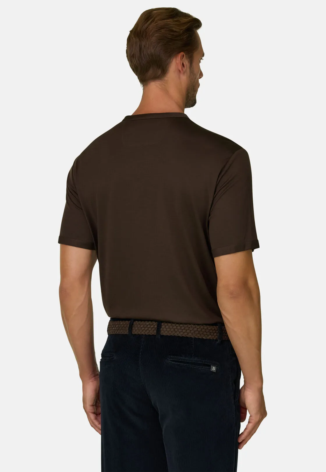 Boggi, T-shirt In Jersey Di Lana Wooltech, Uomo, Marrone scuro, Taglia: S - immagine 4