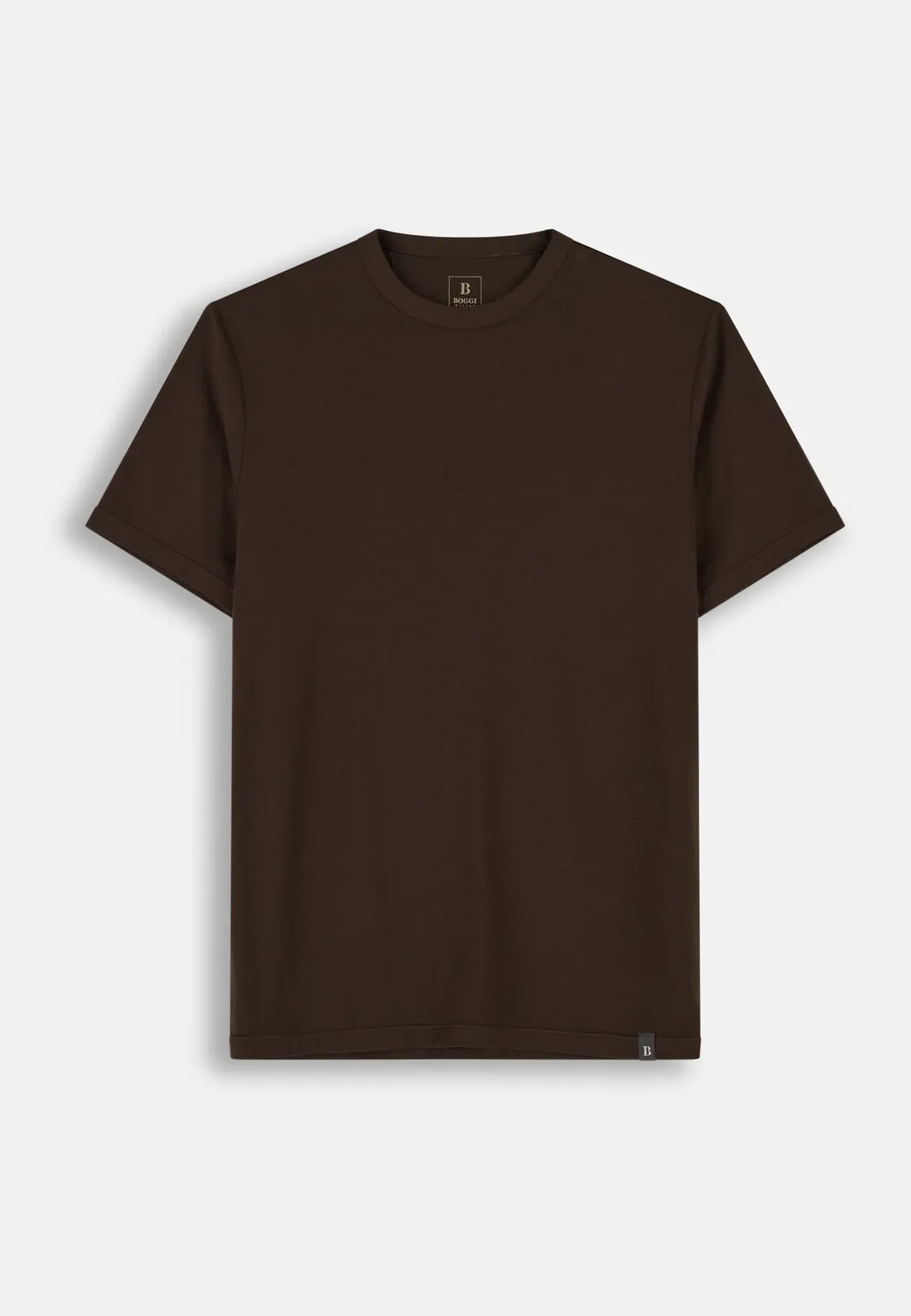 Boggi, T-shirt In Jersey Di Lana Wooltech, Uomo, Marrone scuro, Taglia: S - immagine 5