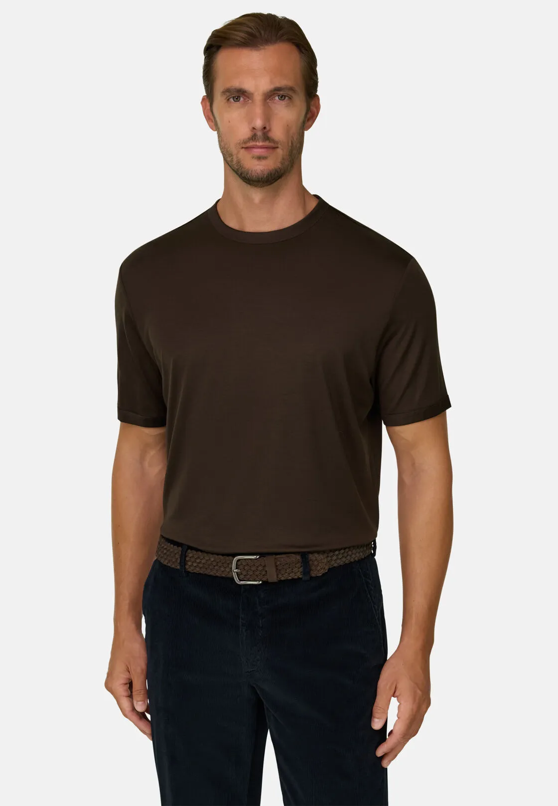 Boggi, T-shirt In Jersey Di Lana Wooltech, Uomo, Marrone scuro, Taglia: XL - immagine 1