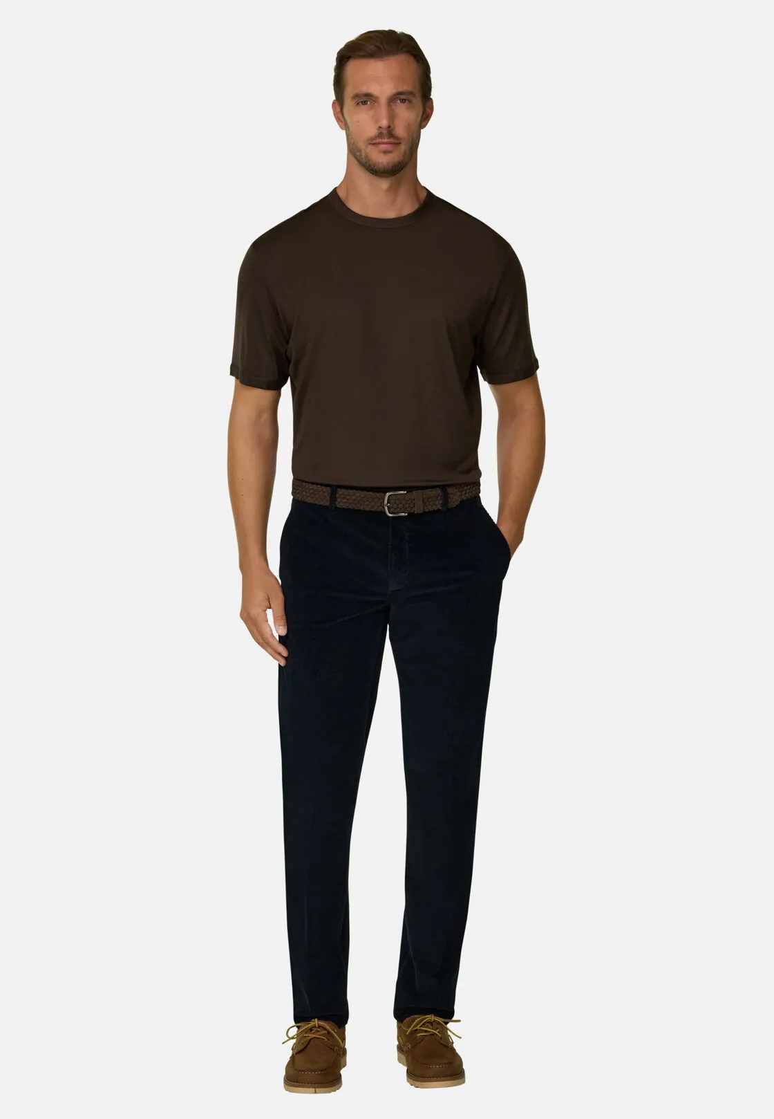 Boggi, T-shirt In Jersey Di Lana Wooltech, Uomo, Marrone scuro, Taglia: XXL - immagine 2