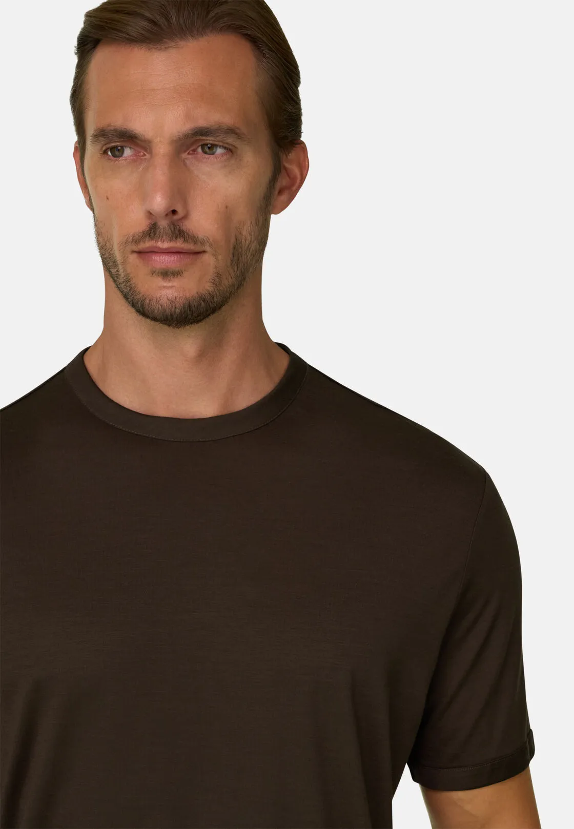 Boggi, T-shirt In Jersey Di Lana Wooltech, Uomo, Marrone scuro, Taglia: XXL - immagine 3