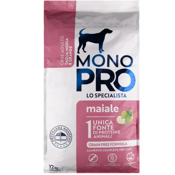 Monopro lo specialista Adult Medium/Large Grain Free Maiale 12 kg - Crocchette monoproteiche cane - immagine 1