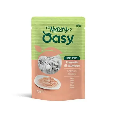 Oasy wet cat natury soft jelly salmone busta 70 g - immagine 1