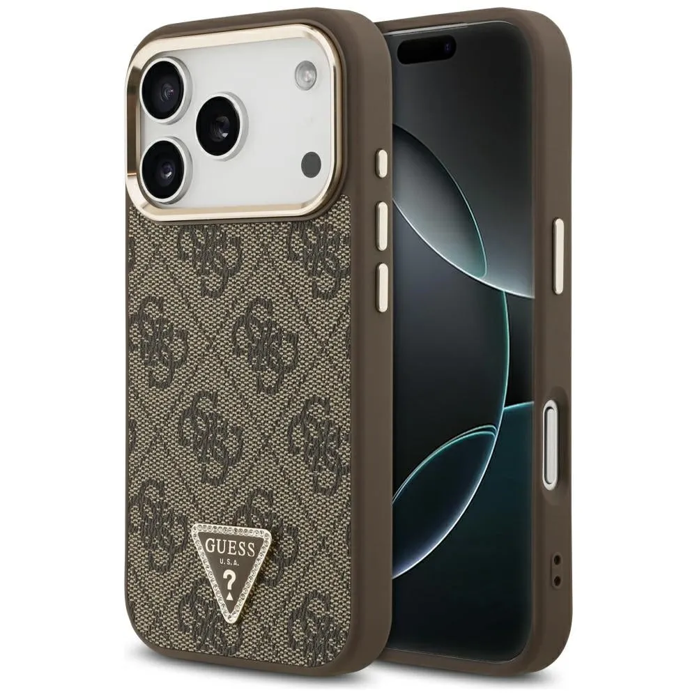 Custodia MagSafe per Apple iPhone 18 Pro / 17 Pro, Guess, Logo Triangolo 4G, Marrone - immagine 1
