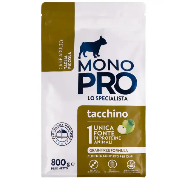 Monopro lo specialista Adult Mini Grain Free Tacchino 800 gr - Crocchette monoproteiche cane - immagine 1