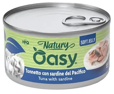 Oasy wet cat natury soft jelly tonnetto con sardine lattina 150 g - immagine 1