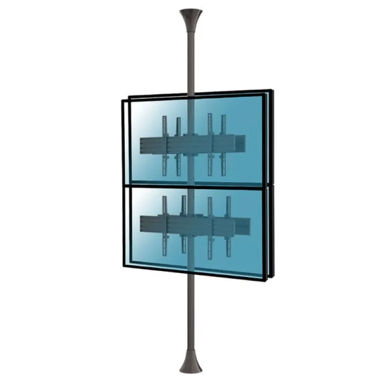 Kimex Supporto da pavimento a soffitto per 4 TV 32"-75" VESA 400x400 Max. 30Kg - immagine 1