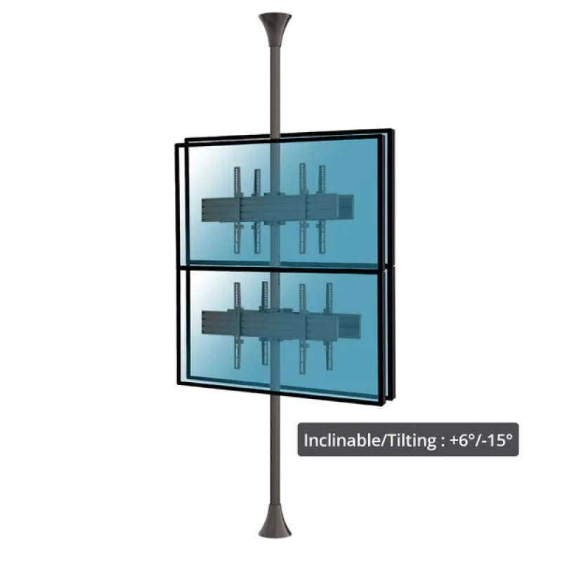 Kimex Supporto Inclinabile da Pavimento a Soffitto per 4 TV 32"-75" VESA 600x400 Max. 30Kg Altezza 240cm - immagine 1