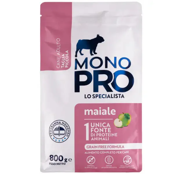 Monopro lo specialista Adult Mini Grain Free Maiale 800 gr - Crocchette monoproteiche cane - immagine 1