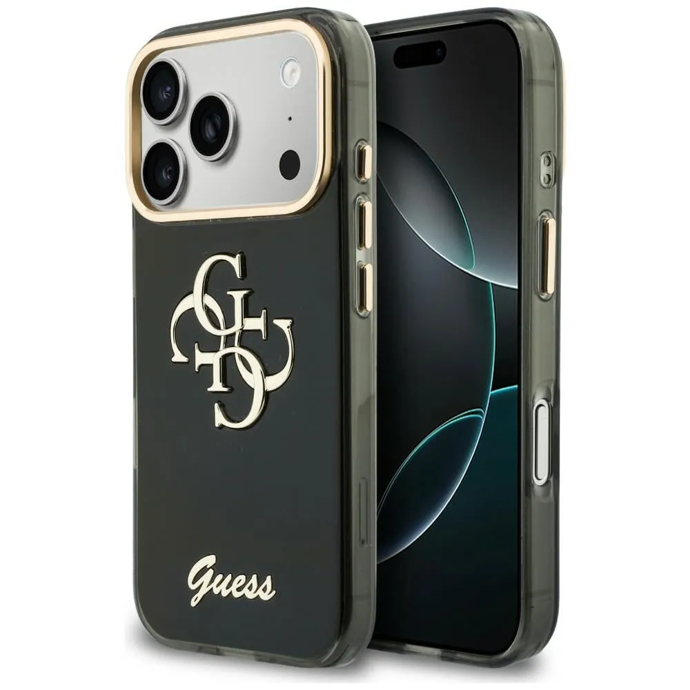 Custodia per Apple iPhone 18 Pro Max / 17 Pro Max, Guess, IML 4G Metal Script, Nera - immagine 1