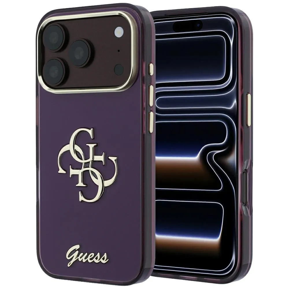 Custodia per Apple iPhone 18 Pro / 17 Pro, Guess, IML 4G Metal Script, Vinaccia - immagine 1