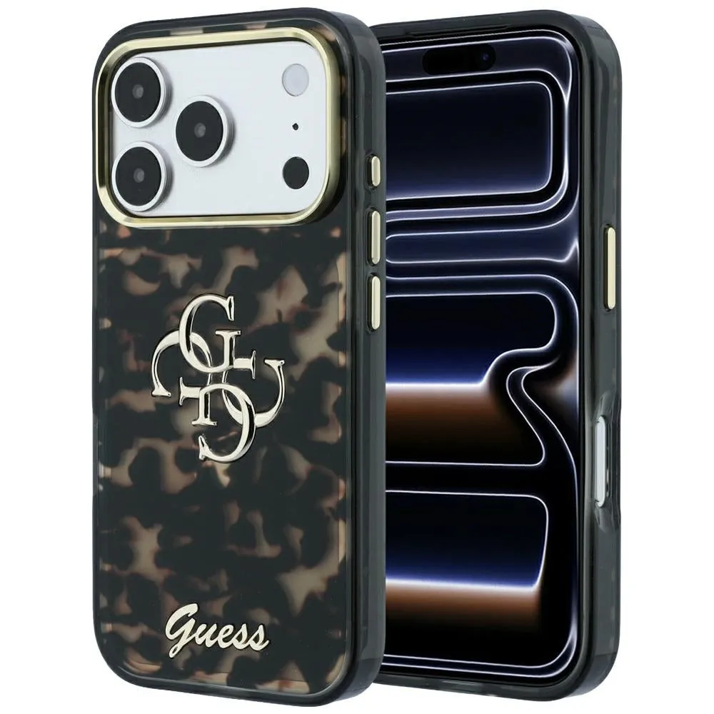 Custodia per Apple iPhone 18 Pro / 17 Pro, Guess, IML 4G Metal Script, Marrone - immagine 1