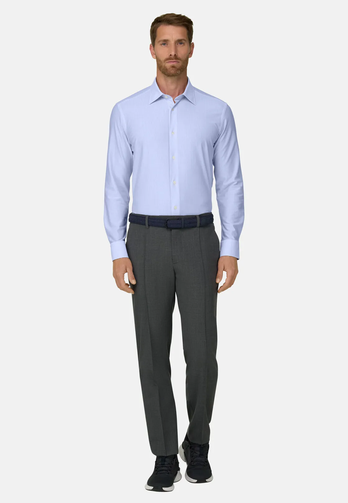 Boggi, Polo Camicia A Righe In Jersey Giapponese Regular Fit, Uomo, Azzurro, Taglia: M - immagine 2