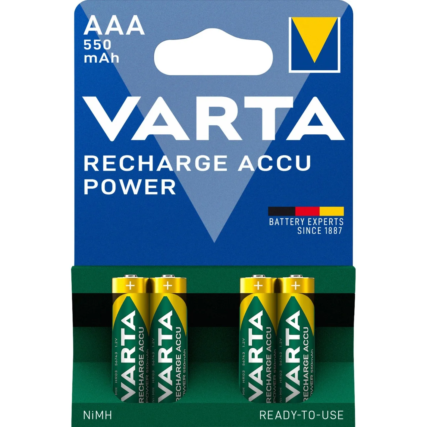Ready2Use HR03 4pcs Batteria ricaricabile Mini Stilo AAA Nichel-Metallo Idruro (NiMH) - immagine 1