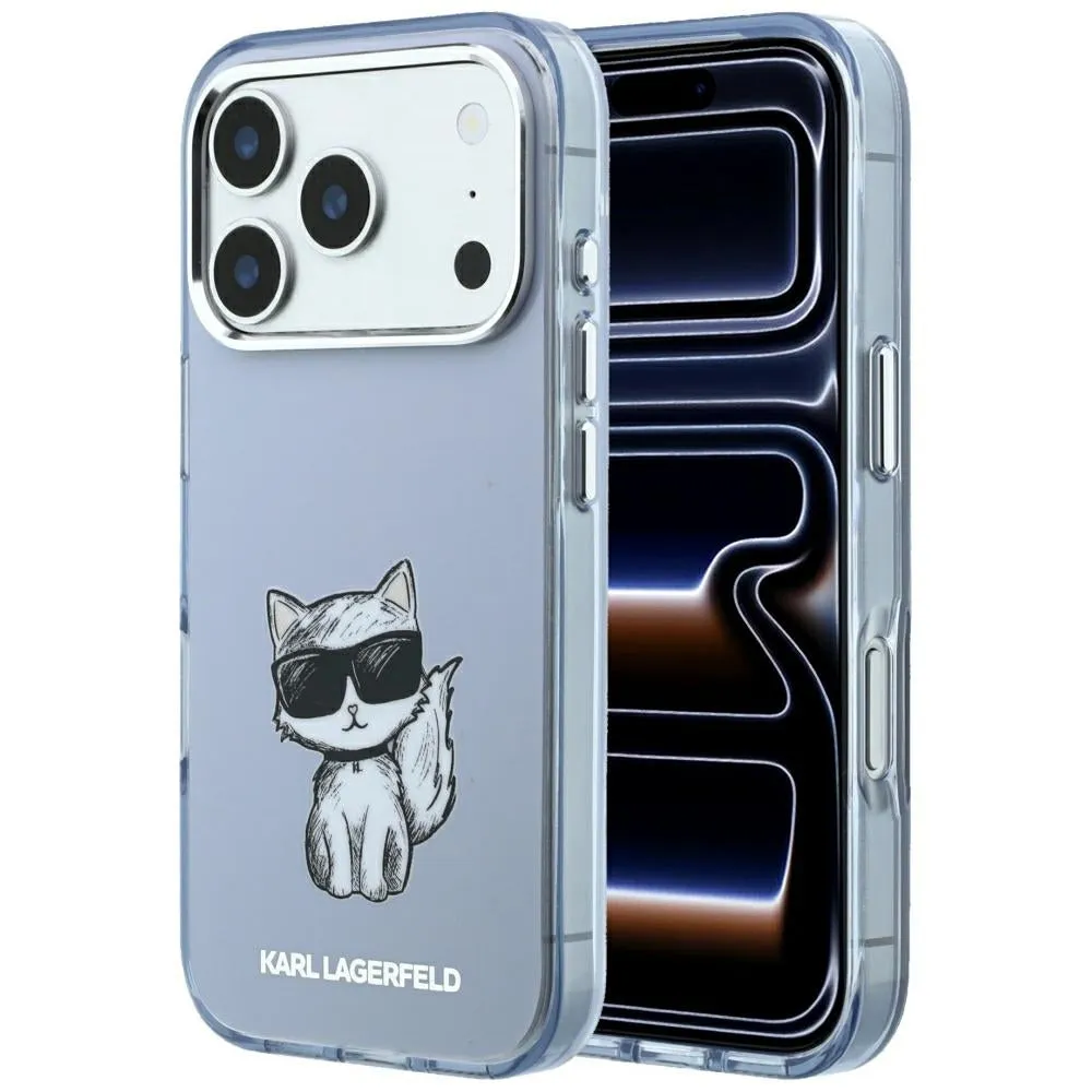 Custodia MagSafe per Apple iPhone 18 Pro Max / 17 Pro Max, Karl Lagerfeld, IML Choupette Body Sketch Print, Blu - immagine 1