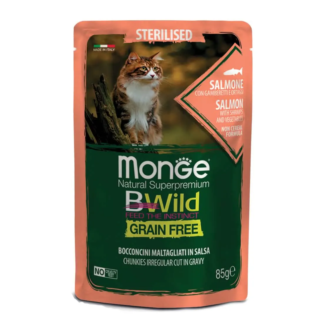 Monge bwild busta sterilised salmone/gamberetti/ortaggi 85 g - immagine 1