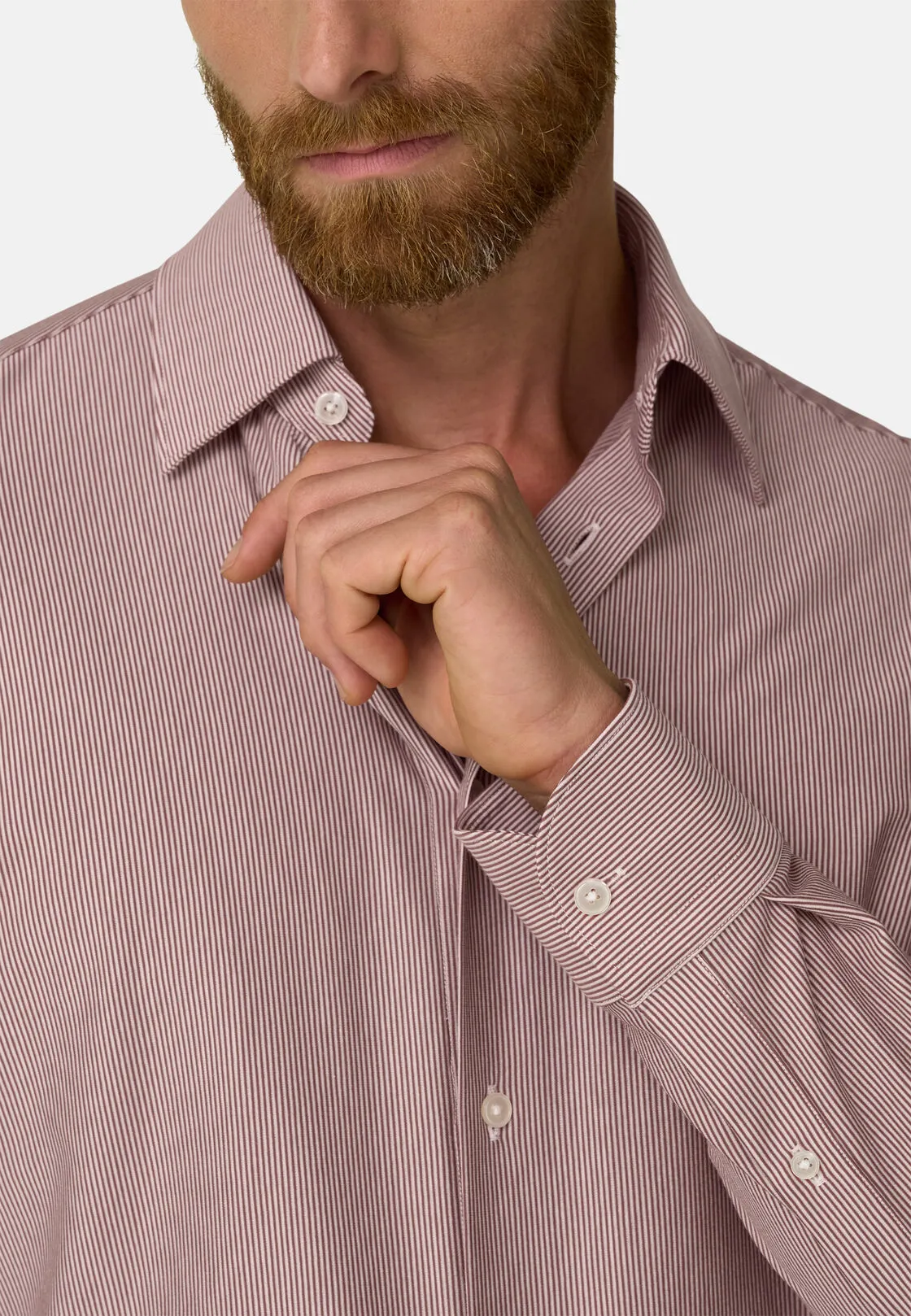 Boggi, Polo Camicia A Righe In Jersey Giapponese Regular Fit, Uomo, Burgundy, Taglia: XXL - immagine 3