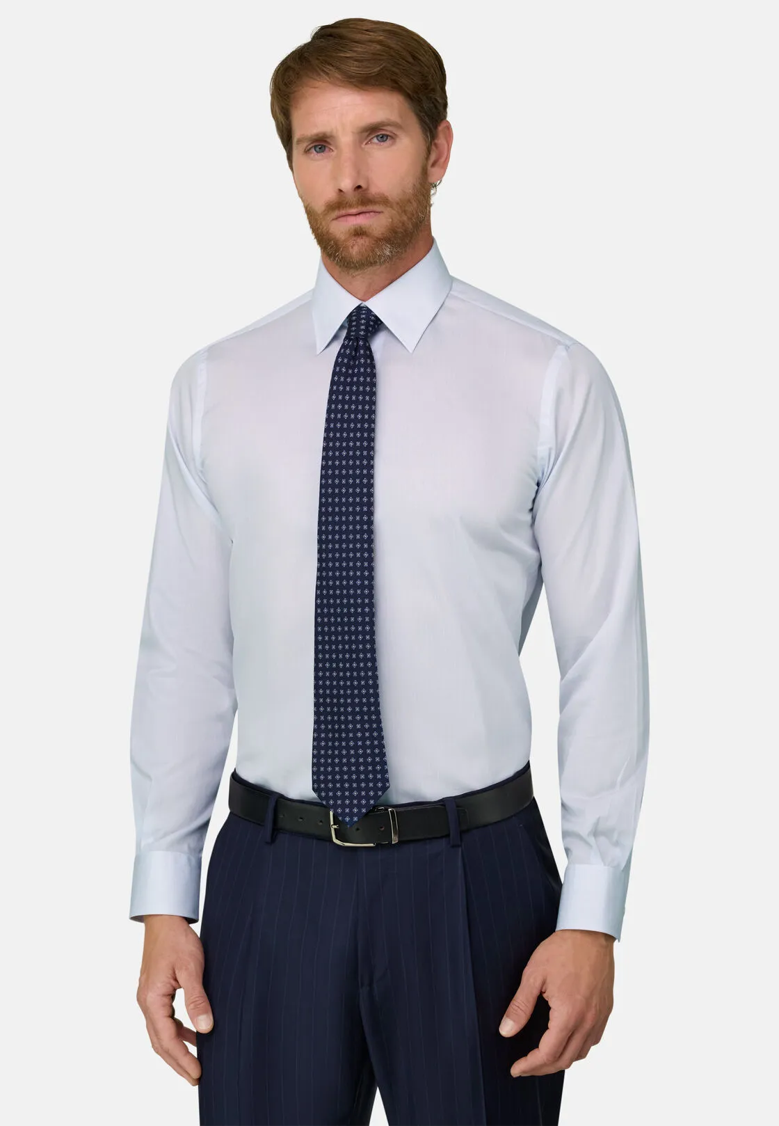Boggi, Camicia A Righe In Mussola Di Cotone Regular Fit, Uomo, Azzurro, Taglia: 41 - immagine 1