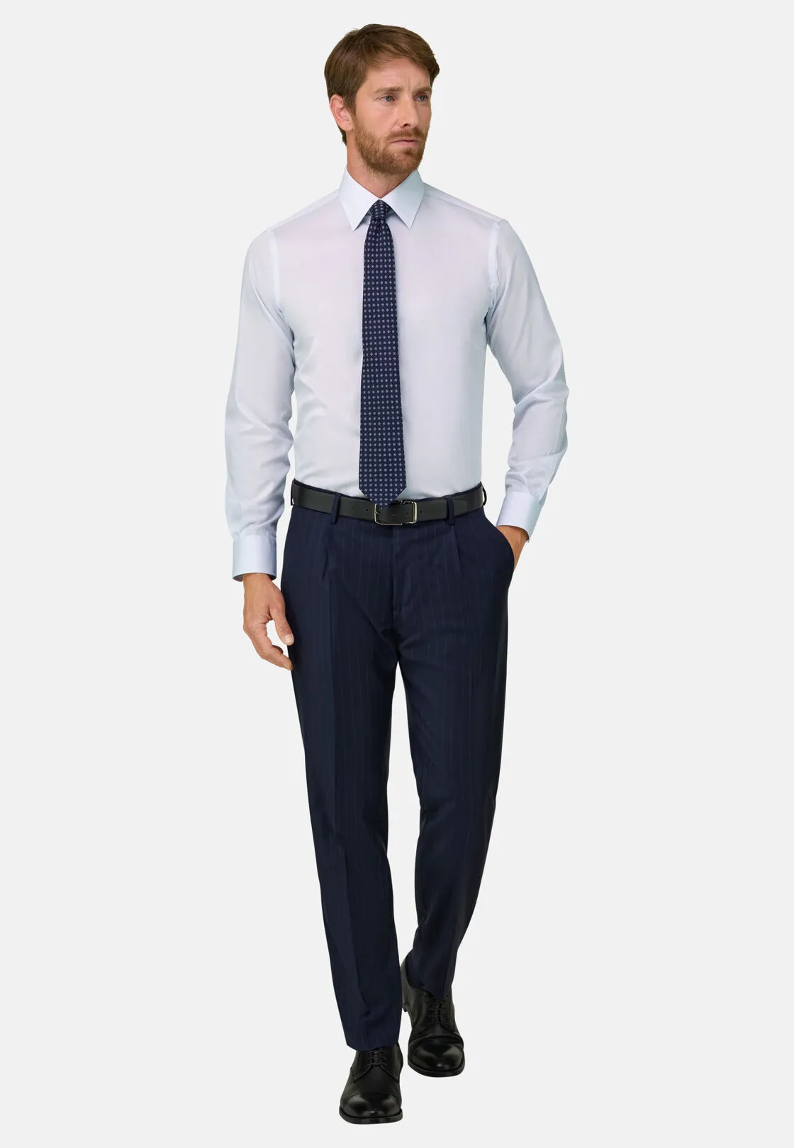 Boggi, Camicia A Righe In Mussola Di Cotone Regular Fit, Uomo, Azzurro, Taglia: 44 - immagine 2