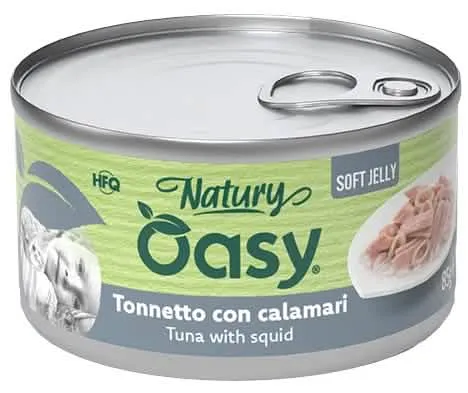 Oasy wet cat natury soft jelly tonnetto con calamari lattina 150 g - immagine 1