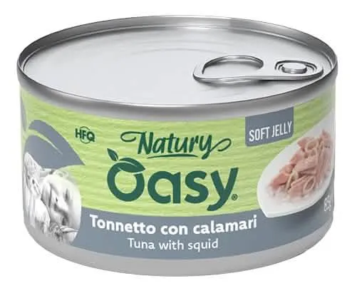 Oasy wet cat natury soft jelly tonnetto con calamari lattina 85 g - immagine 1