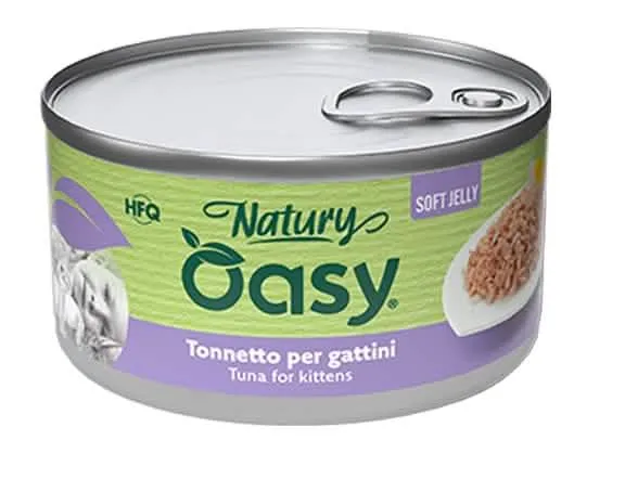 Oasy wet cat natury soft jelly tonnetto per gattini lattina 85 g - immagine 1