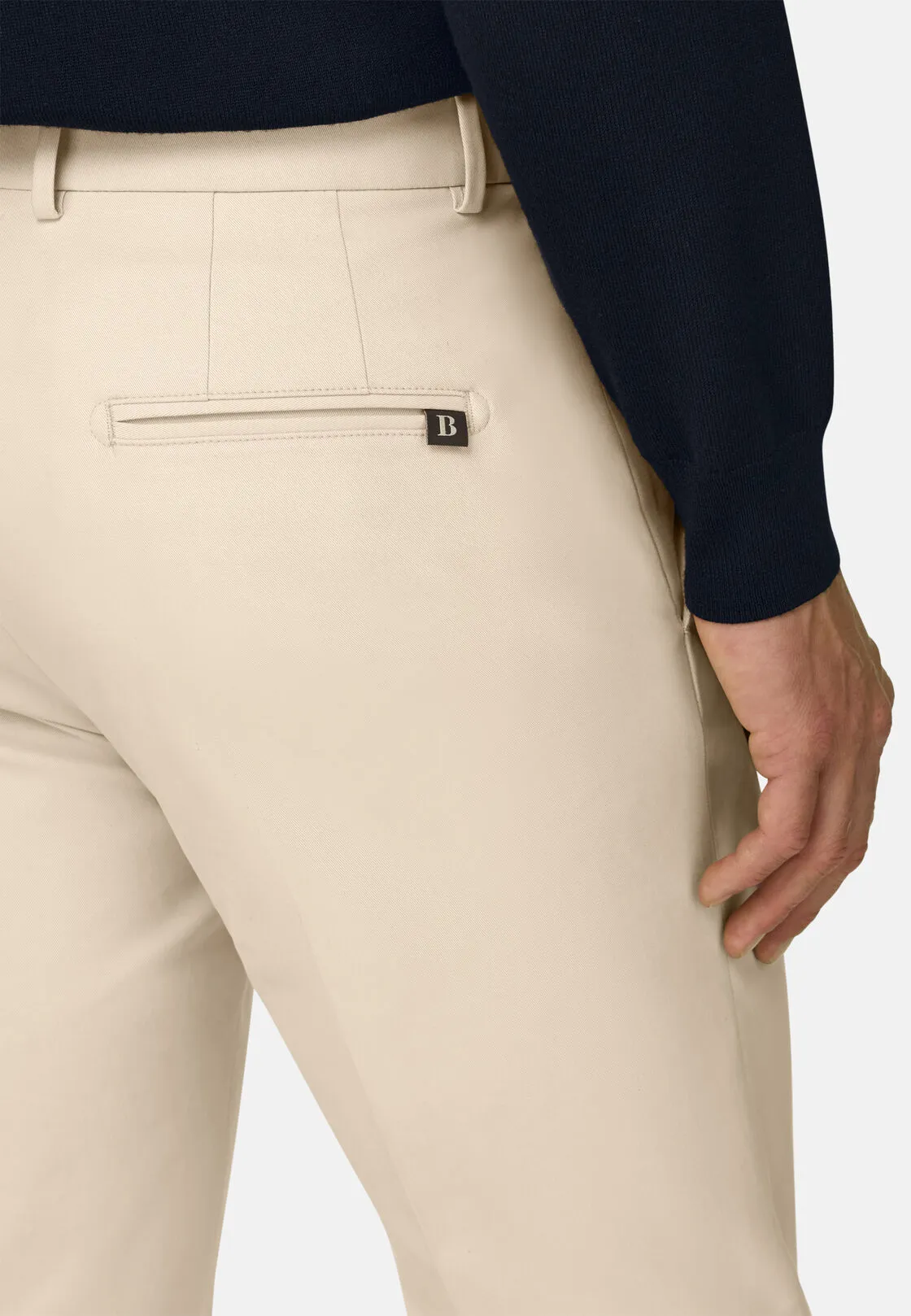 Boggi, Pantaloni In Cotone Tencel® Modal Elasticizzato, Uomo, Offwhite, Taglia: 40 - immagine 3