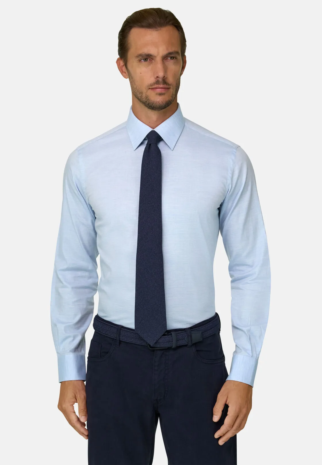Boggi, Camicia In Twill Di Cotone Regular Fit, Uomo, Azzurro, Taglia: 42 - immagine 1