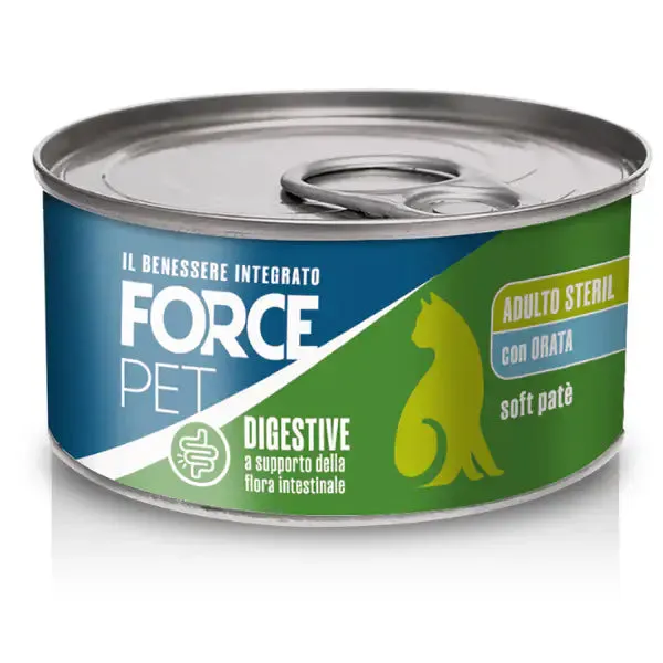 Forcepet Cat Adult Sterilised Digestive supporto flora intestinale Soft patè 85 gr Orata - Cibo umido per gatti - immagine 1