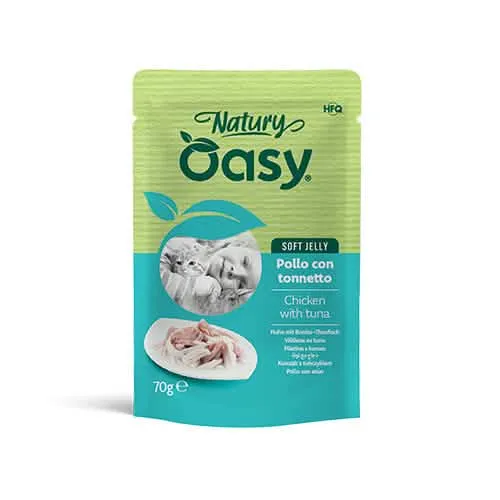 Oasy wet cat natury soft jelly pollo con tonnetto busta 70 g - immagine 1