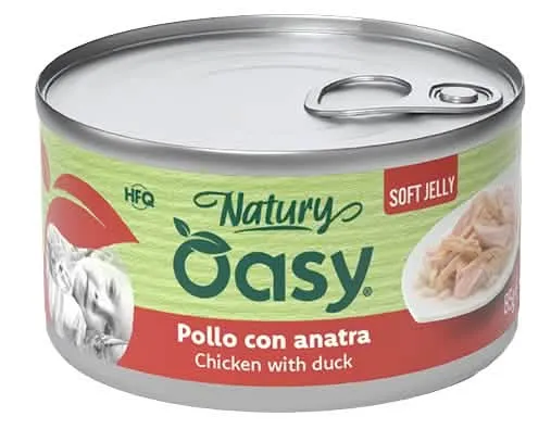 Oasy wet cat natury soft jelly pollo con anatra lattina 85 g - immagine 1